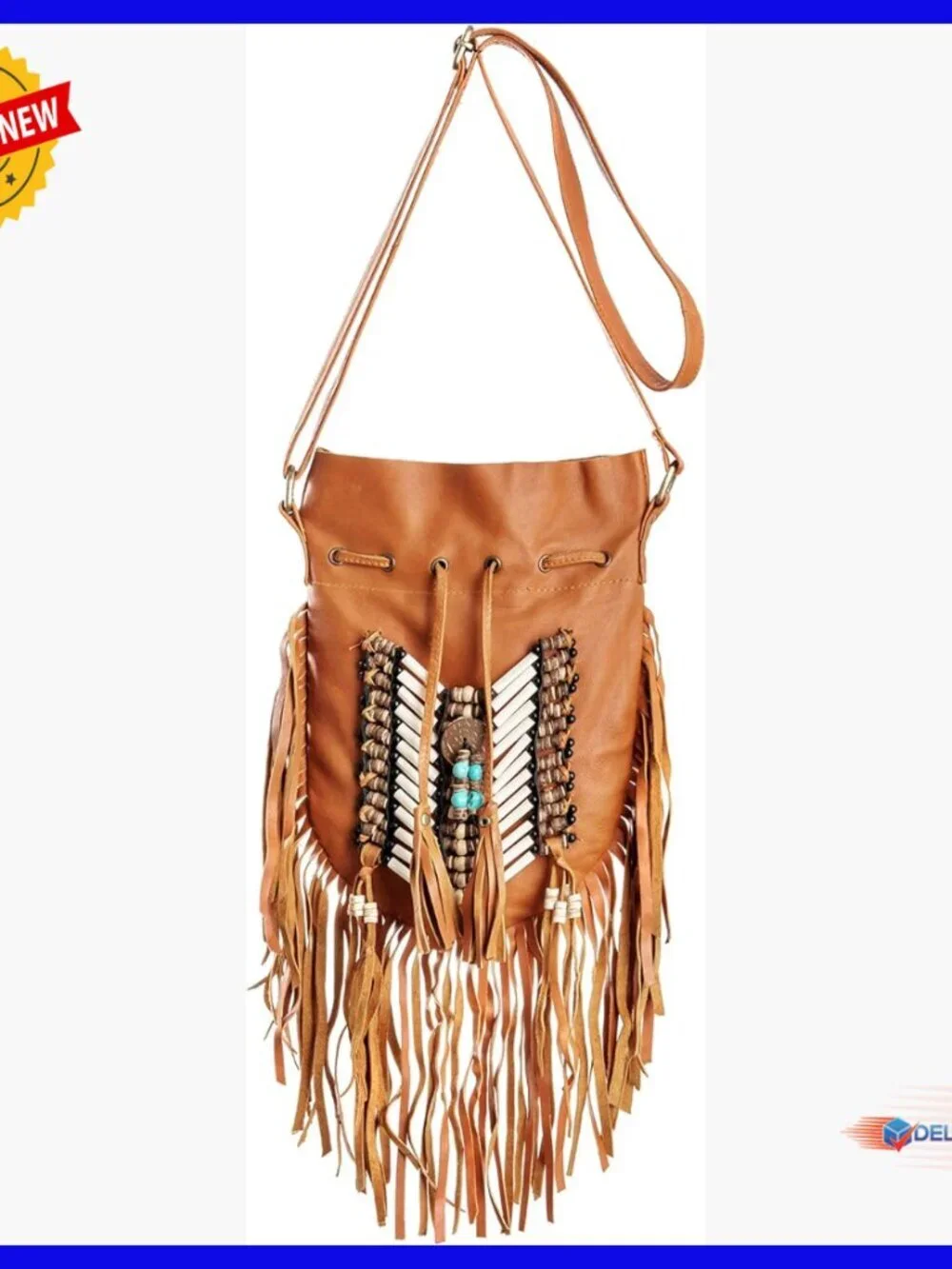 Genuine Leather Hobo Bag with Fringe Adjustable Strap Spacious Interior